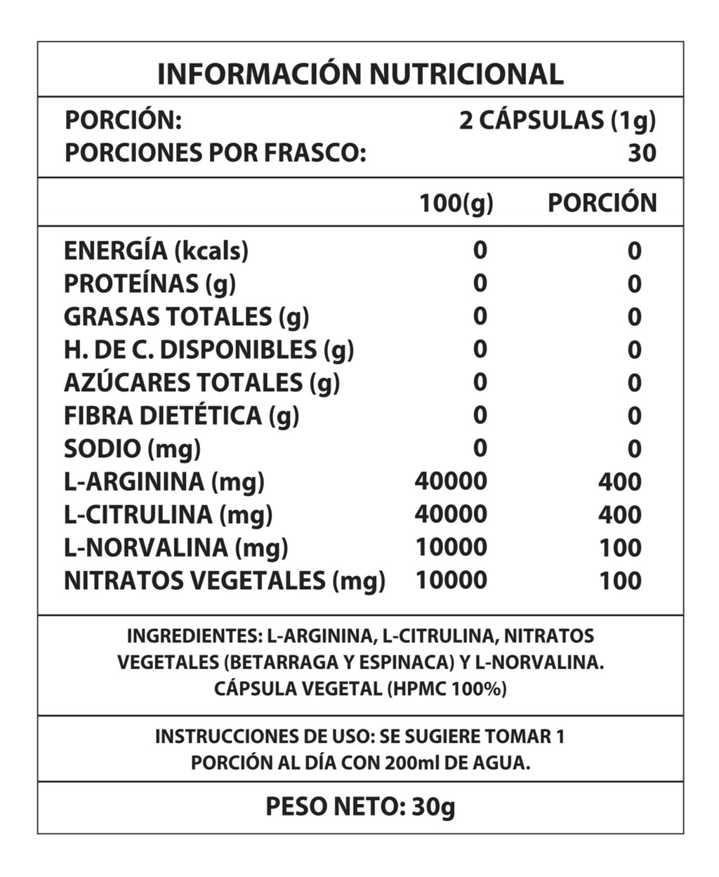 OXIDO NITRICO 1000MG 60 CAPS - Vidanova®