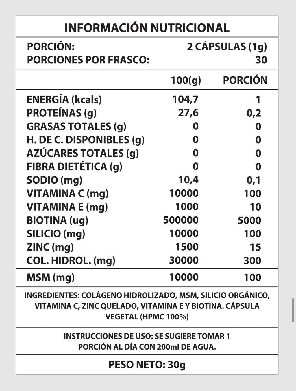 BIOTINA + COLÁGENO 1000MG 60CAPS - Vidanova®