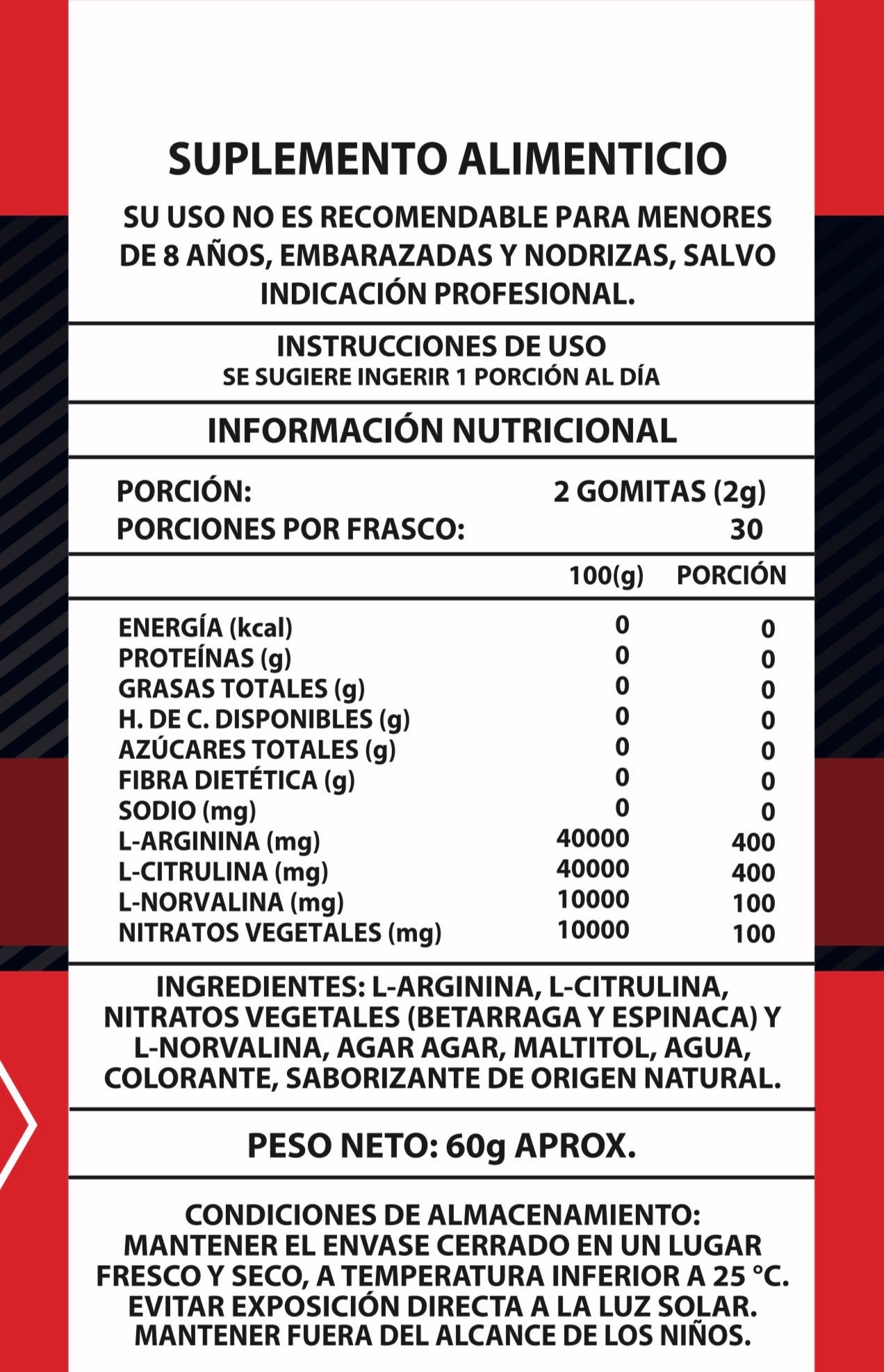 60 GOMITAS OXIDO NITRICO 1000mg