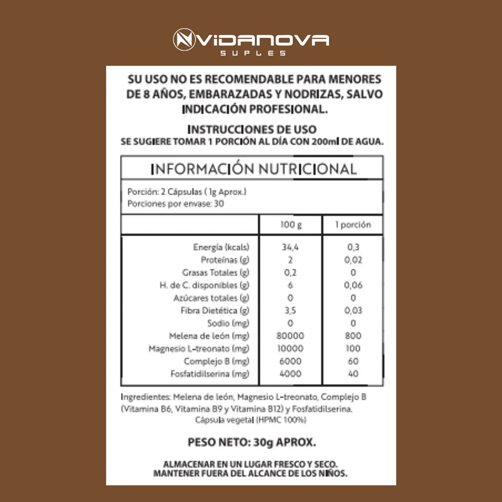 MELENA DE LEON FORTIFICADA 60 CAPS -  Vidanova®